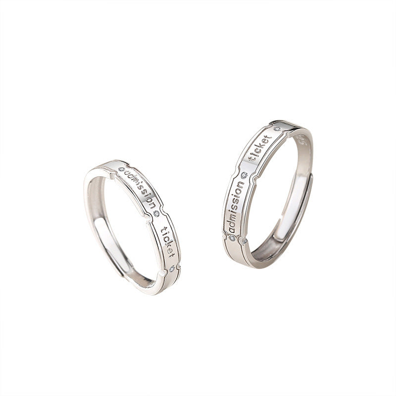 Adjustable Sterling Silver Letter Couple Rings