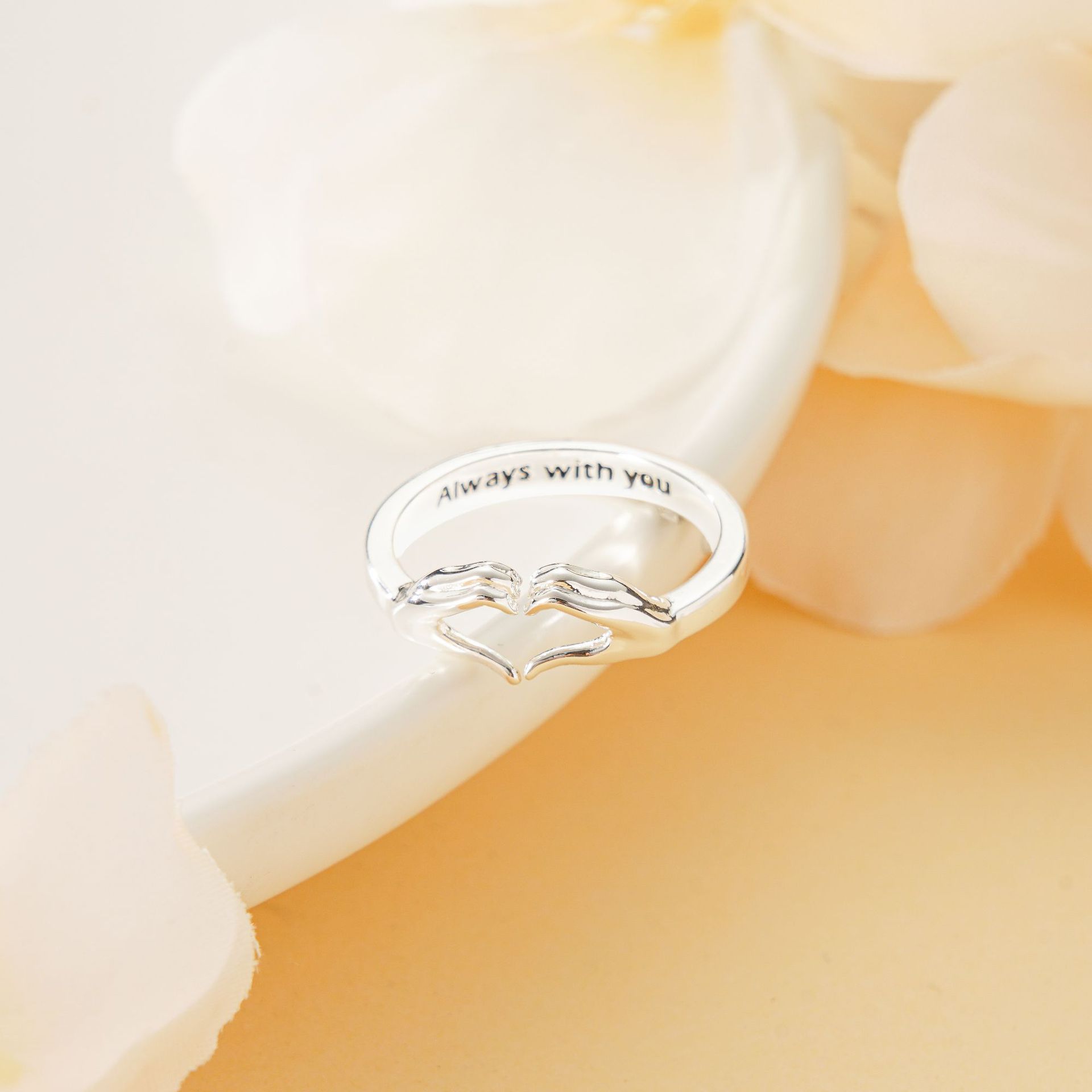 Adjustable Silver Heart Couple Ring - Glöd of Sweden