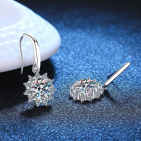 White Gold Finish Silver Sunflower Earrings - Glöd of Sweden