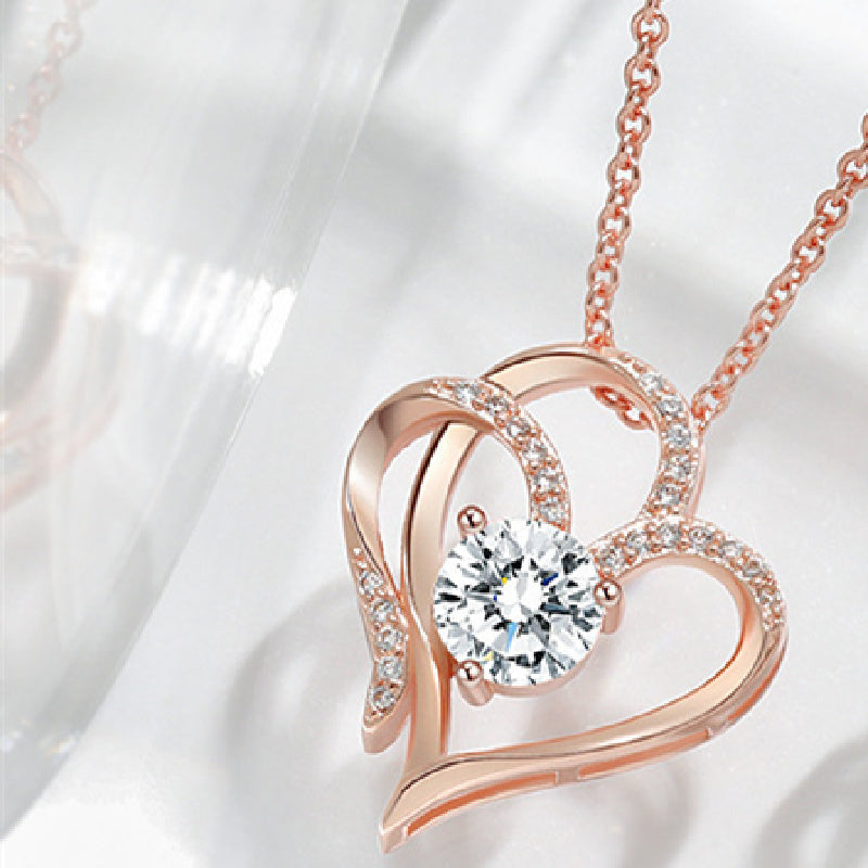 Elegant Rose Gold Graceful Heart Necklace - Glöd of Sweden