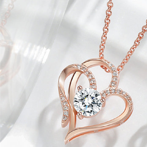 Elegant Rose Gold Graceful Heart Necklace - Glöd of Sweden