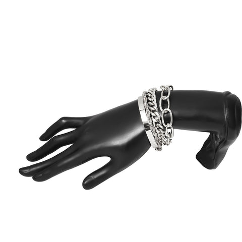 Four-piece Exaggerated Silver Bracelet Set - Glöd of Sweden