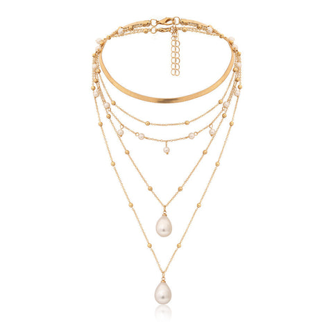 Pearl tassel wedding multi-layer necklace