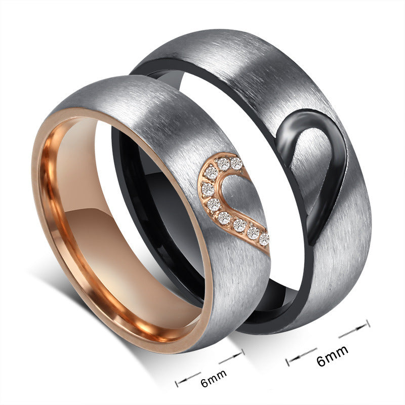Size Details of Heart-Shaped Design Micro Diamond Couple Rings