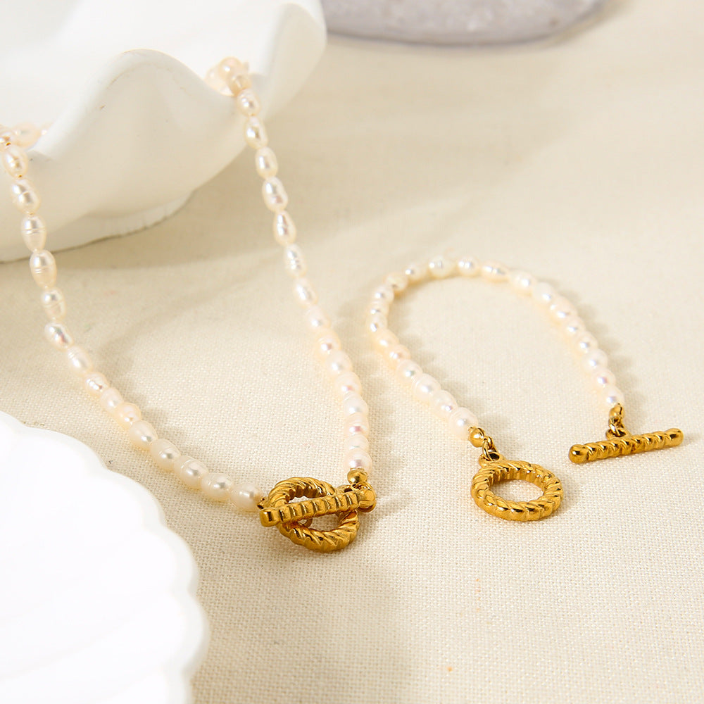 Freshwater Pearl Necklace & Bracelet Combo - Glöd of Sweden