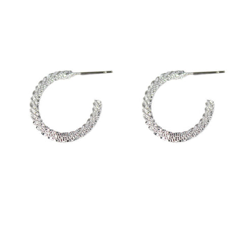 Electroplated Silver Needle Twill C-shaped Earrings