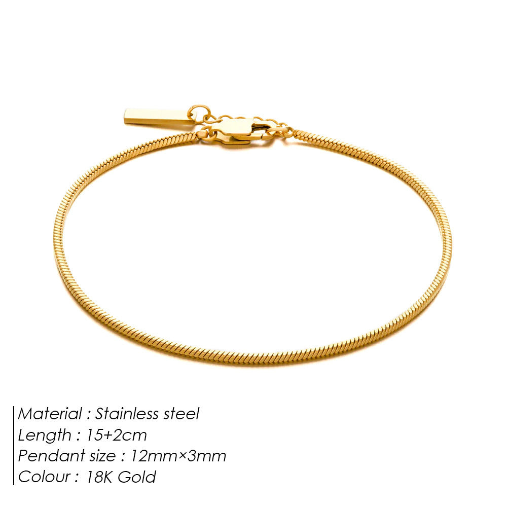 Stainless Steel Combination Simple Charm Square Chain 18K Bracelet