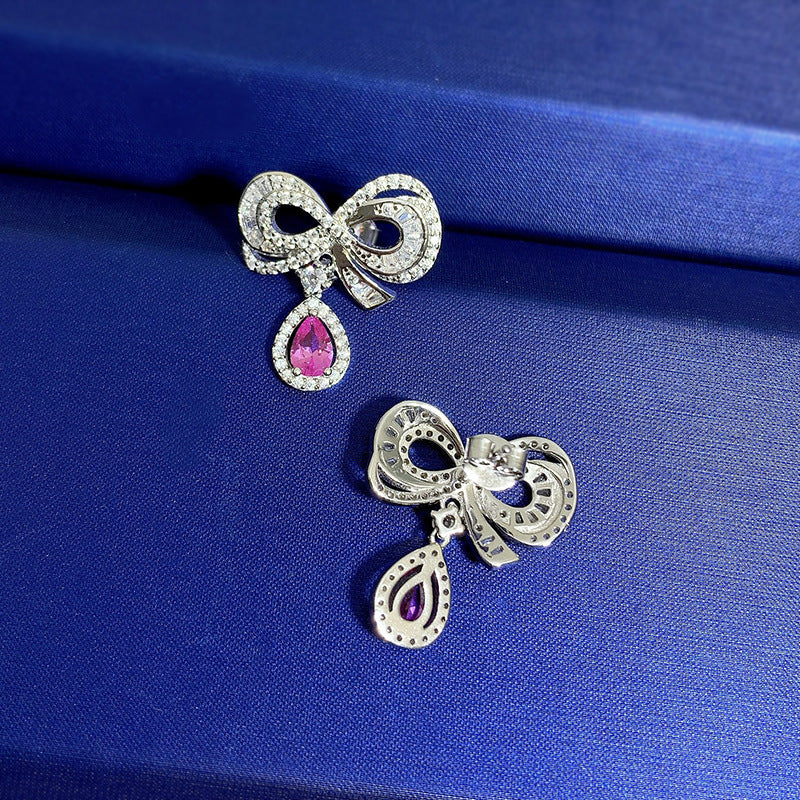 Water Drop Pink Bow Earrings - Glöd of Sweden
