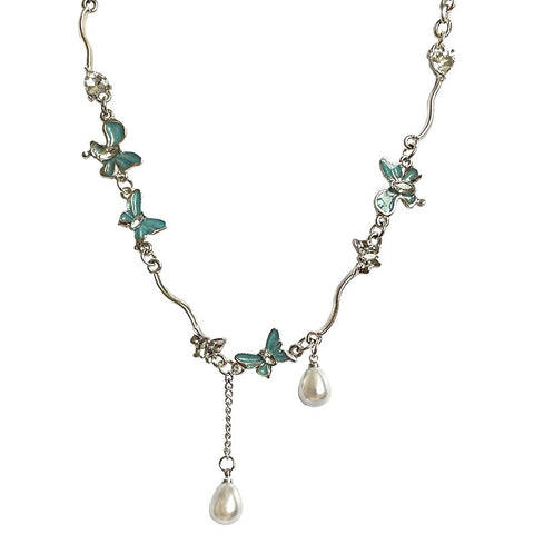 Butterfly Stitching Pearl Tassel Necklace - Glöd of Sweden