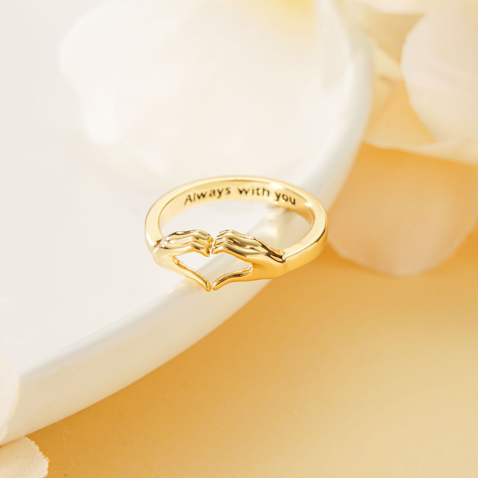 Adjustable 18K Gold Heart Couple Ring - Glöd of Sweden