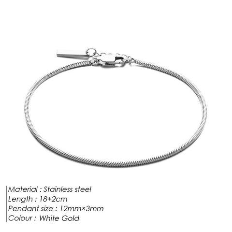 Stainless Steel Combination Simple Charm Square Chain 18K Bracelet