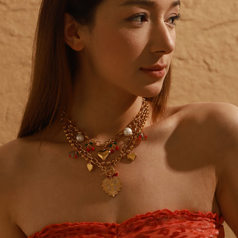 Michelle Fruit Charm Gold Necklace