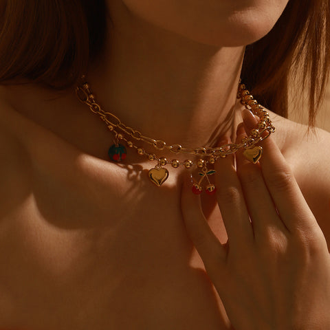 Michelle Fruit Charm Gold Necklace