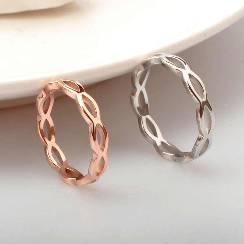 Hollow Wave Titanium Steel Couple Rings - Glöd of Sweden