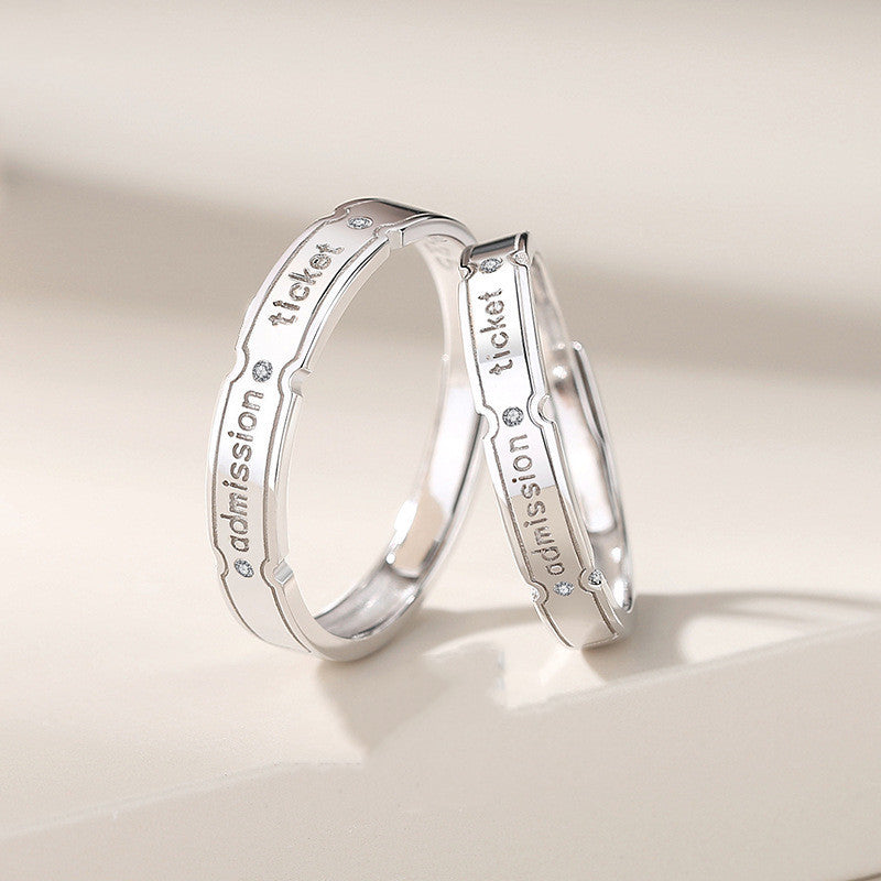 Adjustable Sterling Silver Letter Couple Rings