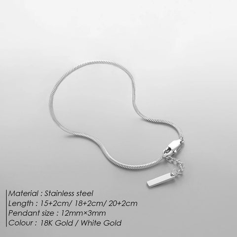 Stainless Steel Combination Simple Charm Square Chain 18K Bracelet