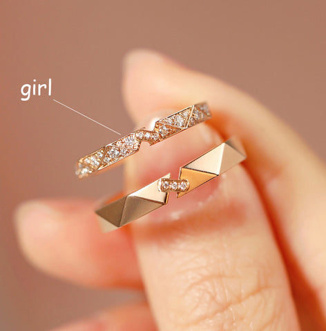 Elegant Geometric Sterling Silver Couple Rings - Glöd of Sweden