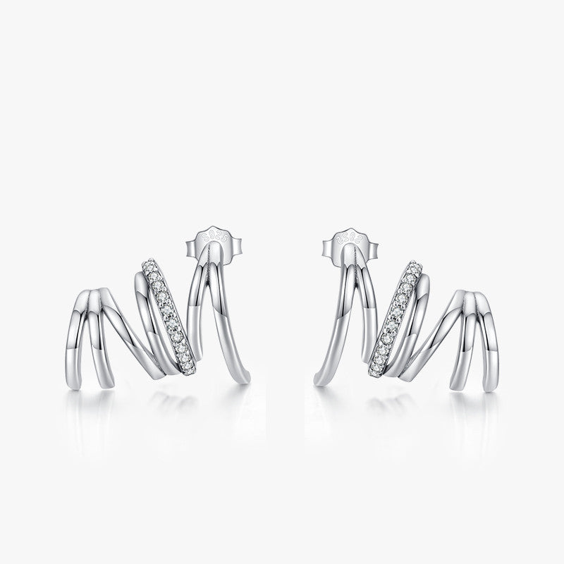 925 Sterling Silver Studded With Diamonds Earrings - Glöd of Sweden