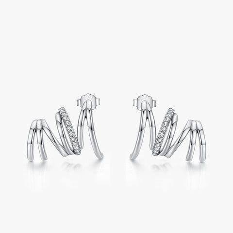 925 Sterling Silver Studded With Diamonds Earrings - Glöd of Sweden
