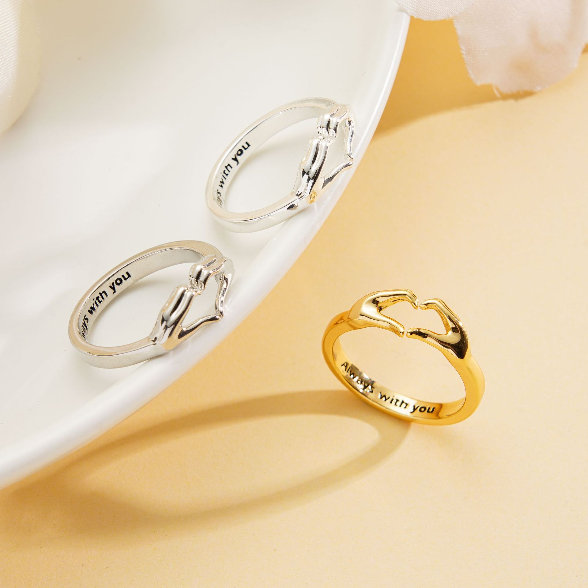 Adjustable 18K Gold & Silver Heart Couple Ring - Glöd of Sweden