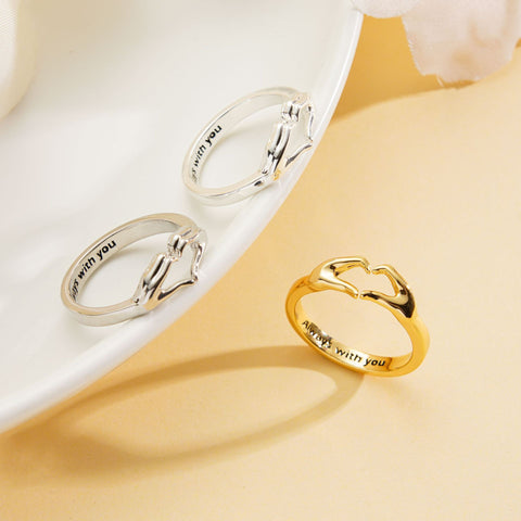 Adjustable 18K Gold & Silver Heart Couple Ring - Glöd of Sweden
