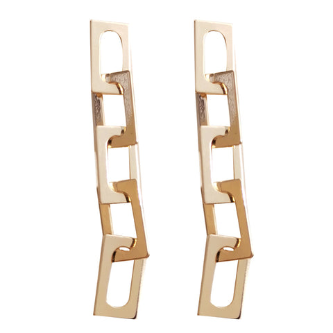 Fashion New Long Chain Metallic Cold Wind Stud Earrings Women