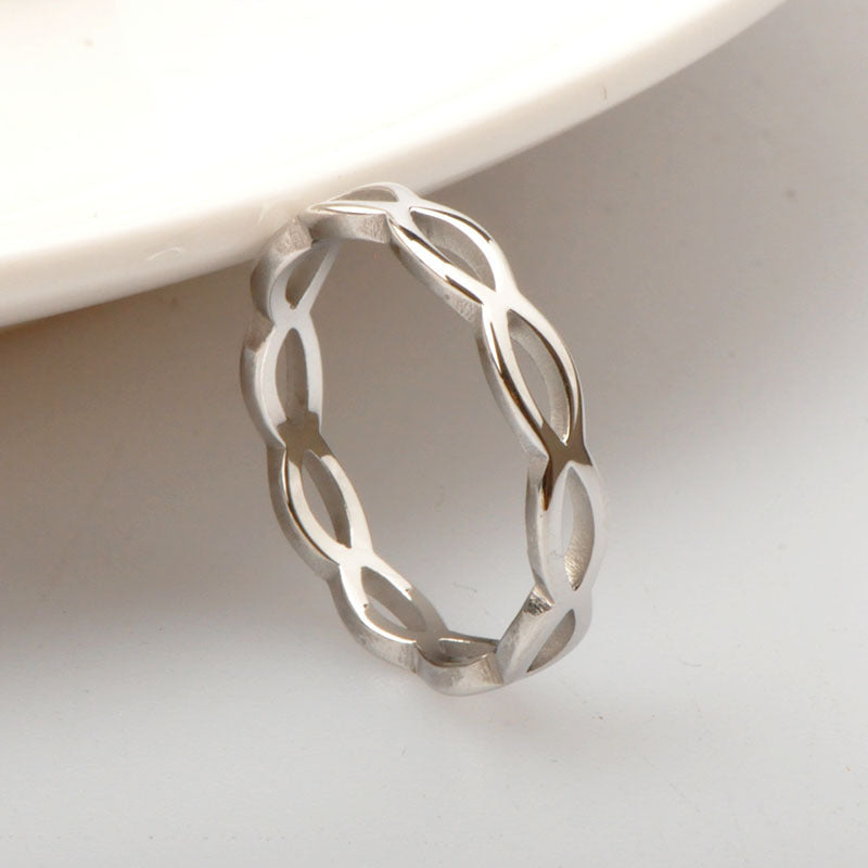 Hollow Wave Titanium Steel Couple Rings - Glöd of Sweden