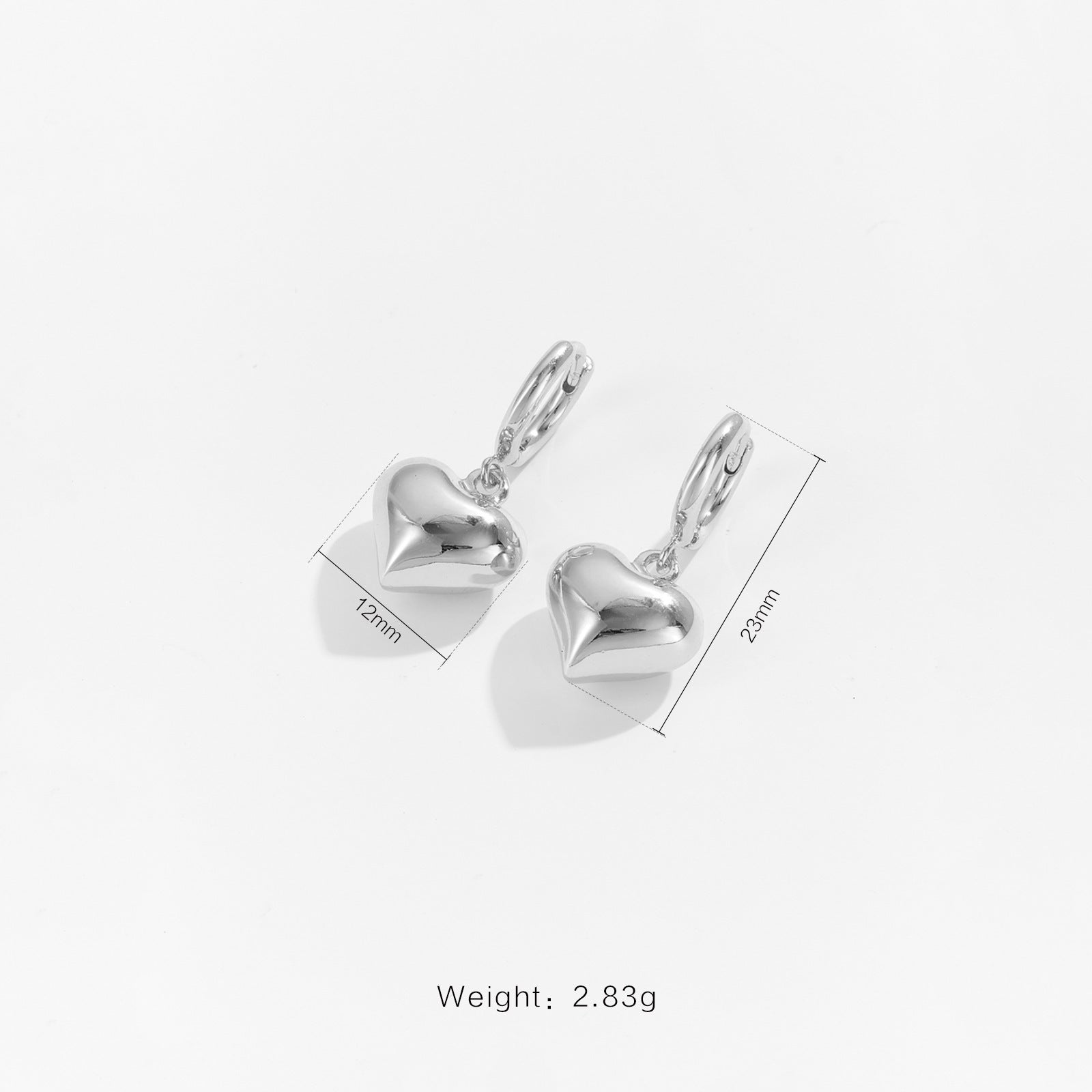 Size Details of Silver Love Earrings For Women - Glöd of Sweden