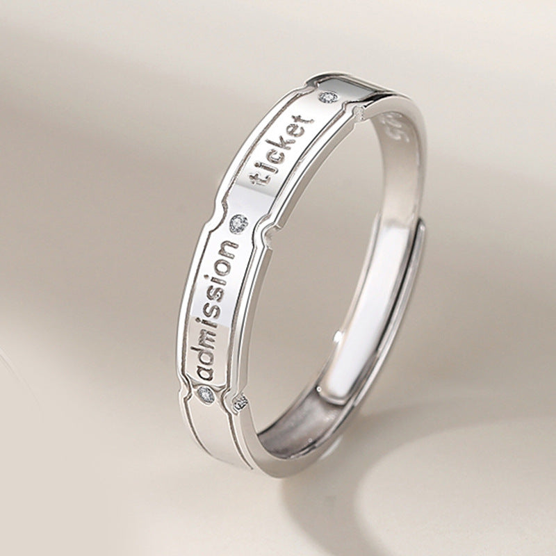Adjustable Sterling Silver Letter Couple Rings