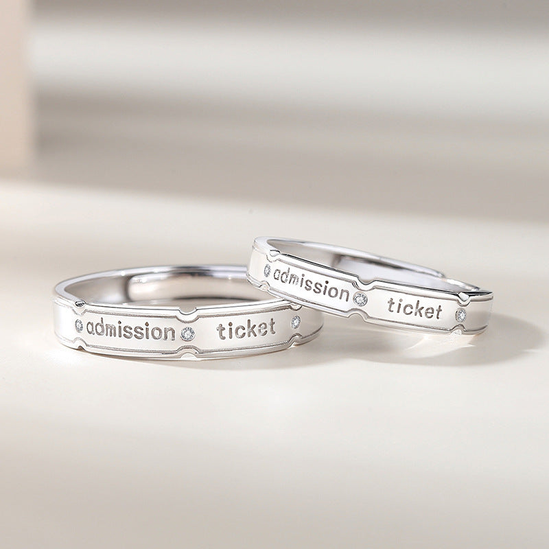 Adjustable Sterling Silver Letter Couple Rings