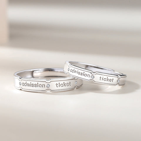 Adjustable Sterling Silver Letter Couple Rings