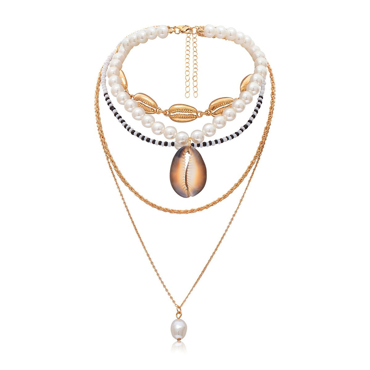 Irregular Pearl Shell Multilayer Necklace