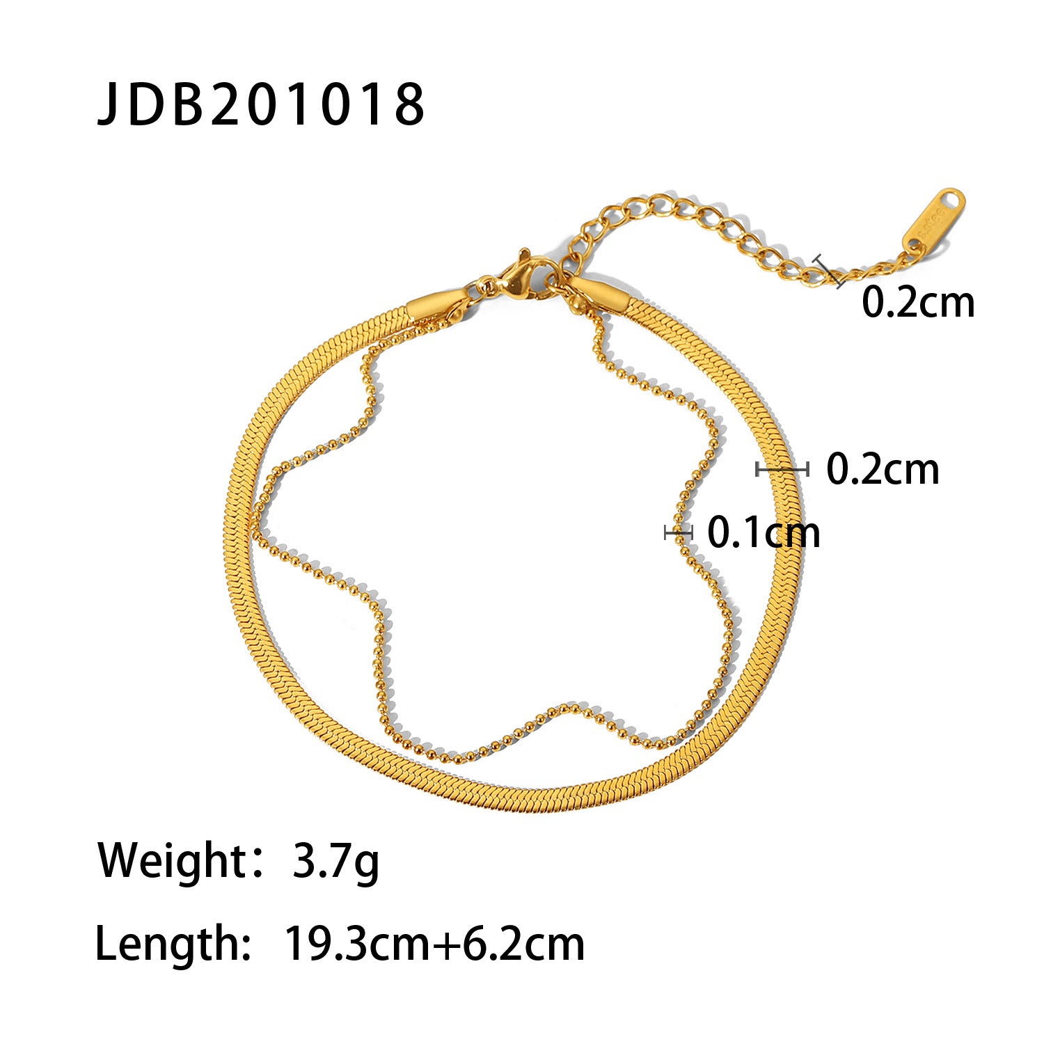 Size Details of Stainless Steel Anklet for Women - Glöd of Sweden
