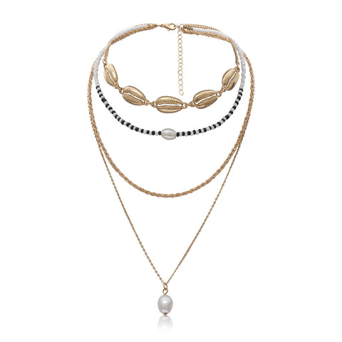 Irregular Pearl Shell Multilayer Necklace